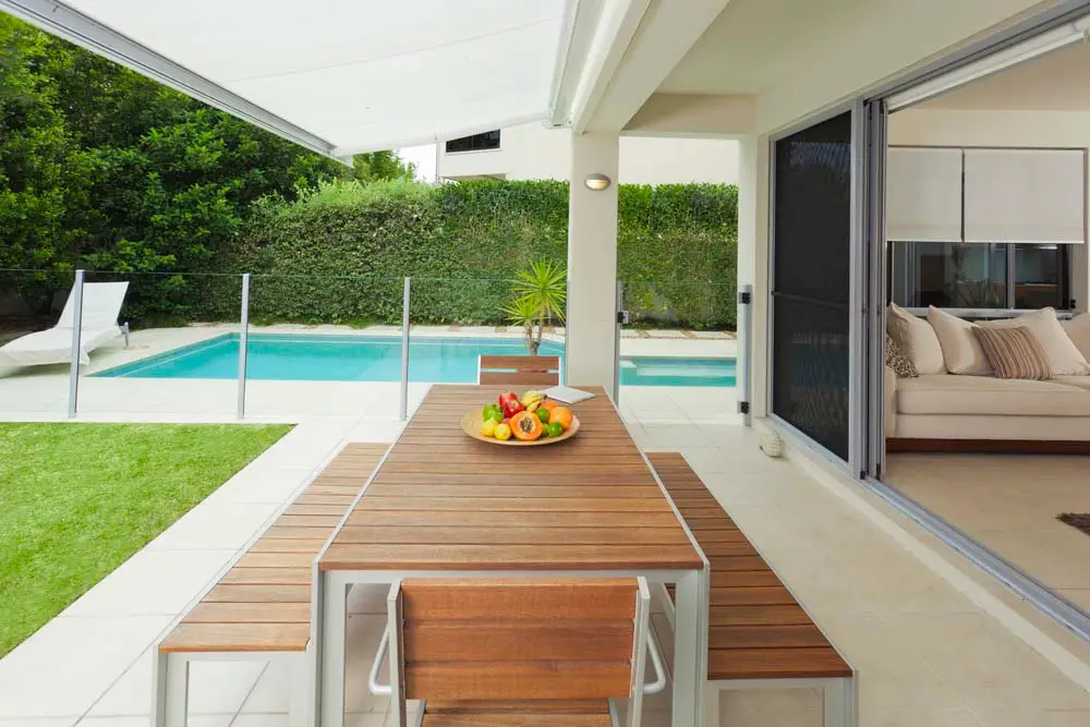 Modern backyard and living room