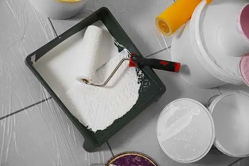 Set of painter tools on floor