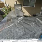 Close up view of counter top of the custom outdoor kitchen